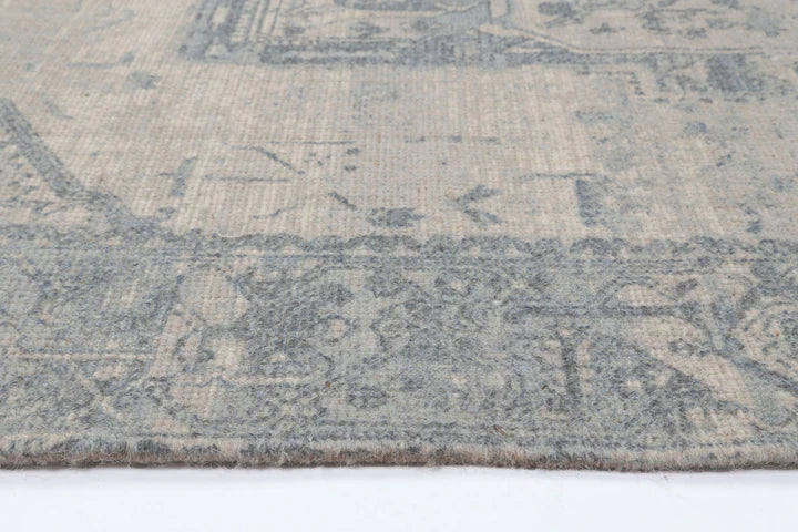 Agraba 10 White & Blue Wool Blend Rug