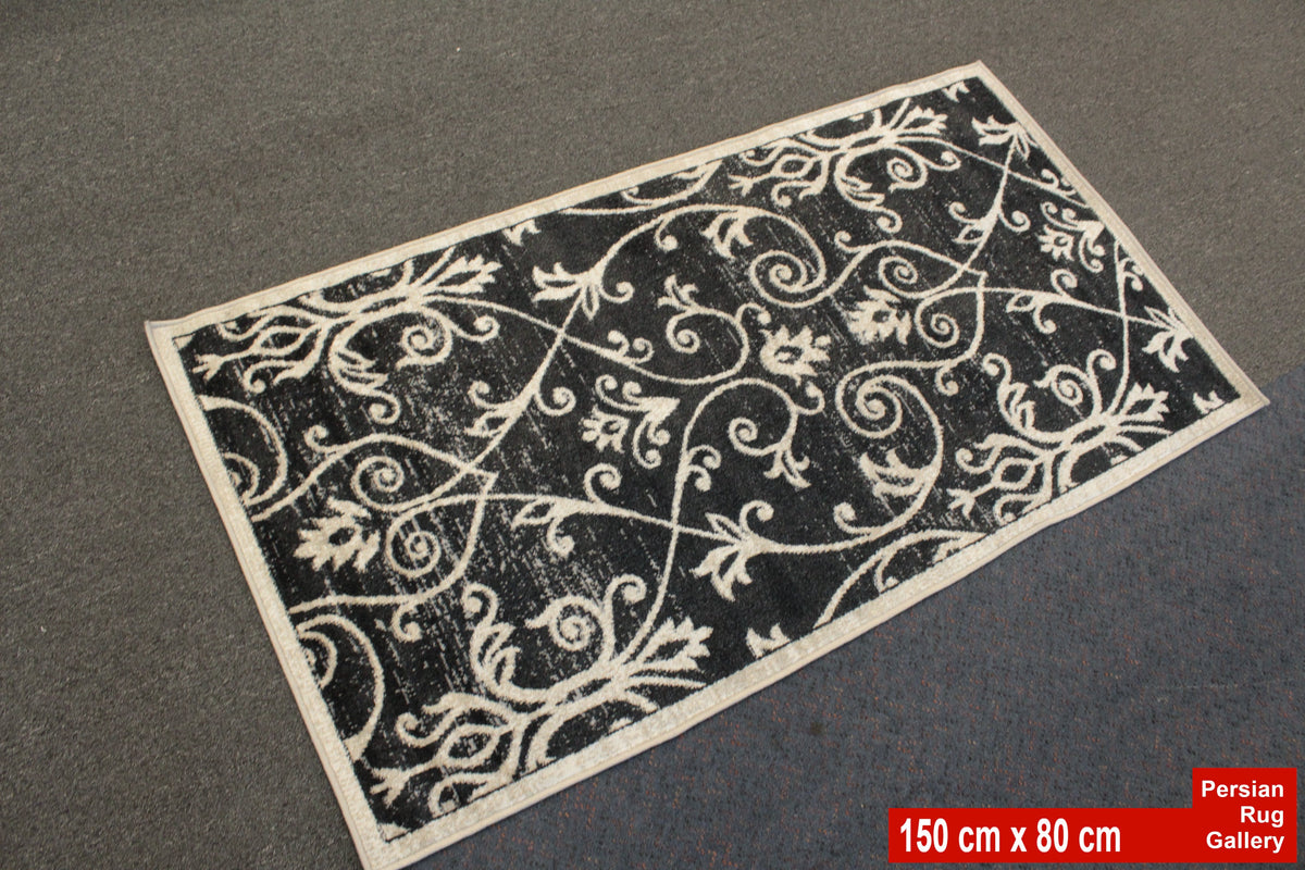 Oporto Rizhao Black & Cream Contemporary Soft Rug