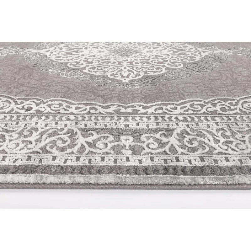 Antalya Silver Medallion Transitional Rug
