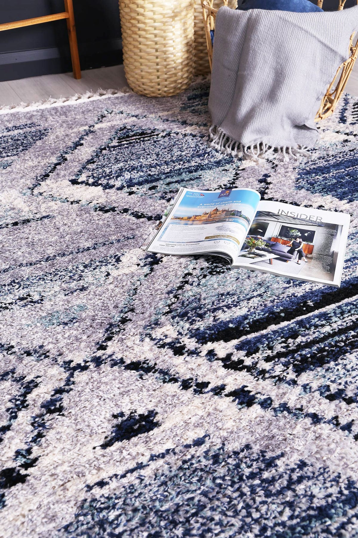 Mansour Diamond Blue Geometric Rug
