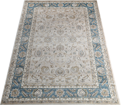Prague Francesca Cream & Blue Traditional Rug