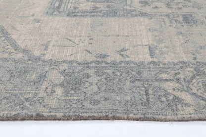 Agraba 10 White & Blue Wool Blend Rug
