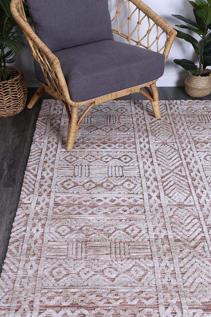 Amritsar Glenfalls Rust Ivory Tribal Rug