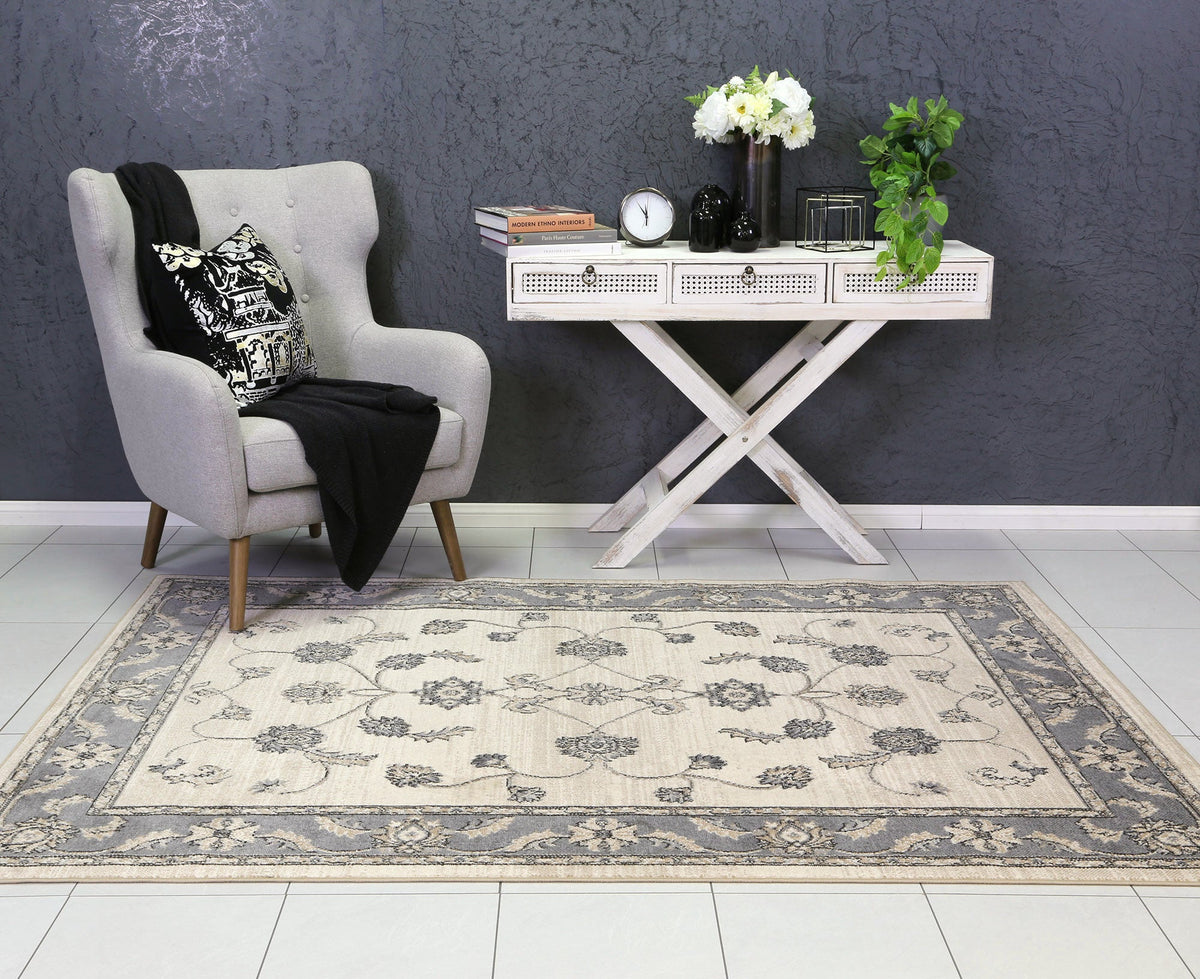 Arya Vines Traditional Cream Rug