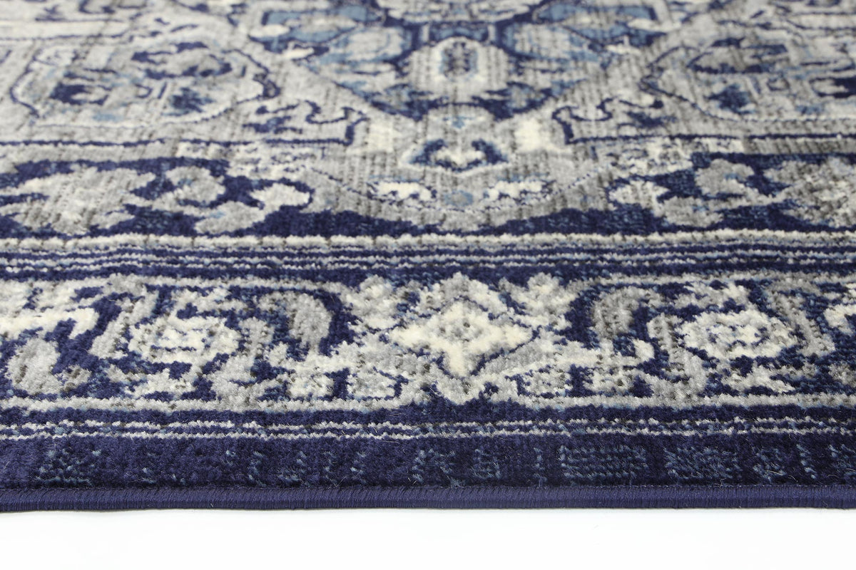 Arya Rosette Traditional Navy Rug