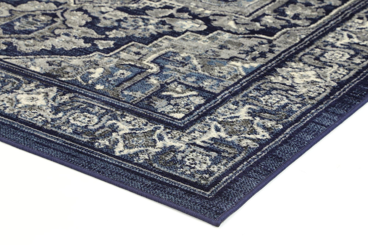 Arya Rosette Traditional Navy Rug