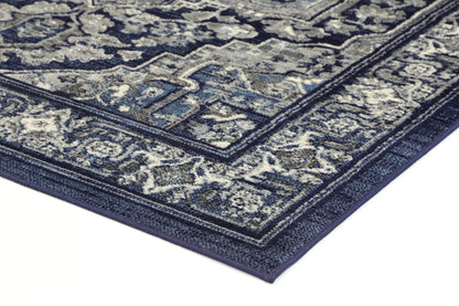 Arya Rosette Traditional Navy Rug