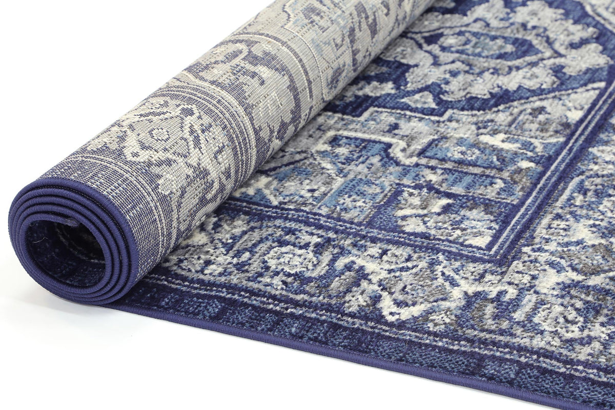 Arya Rosette Traditional Navy Rug