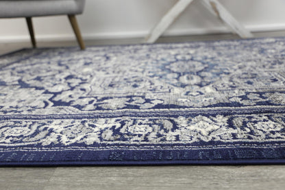 Arya Rosette Traditional Navy Rug