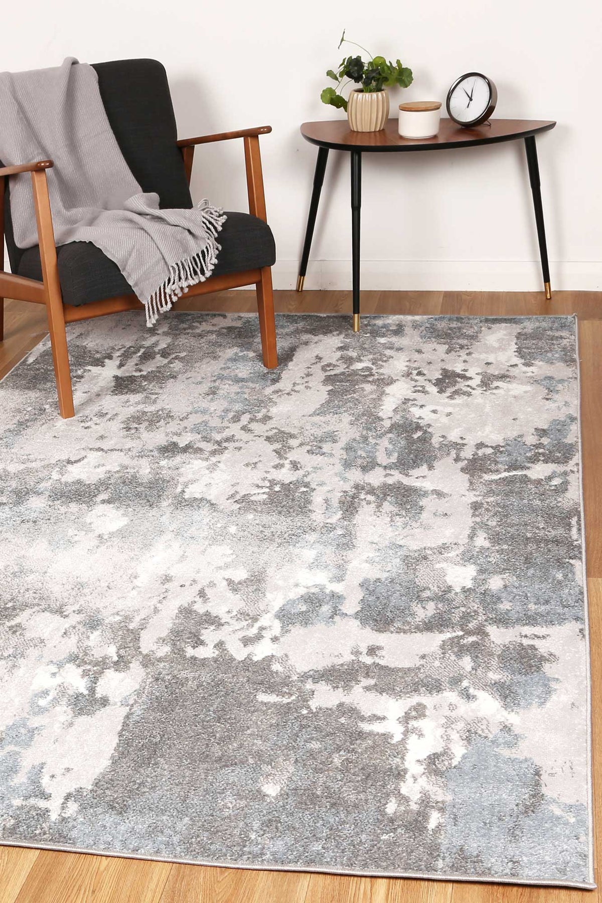 Bergen Abstract Grey & Blue Rug