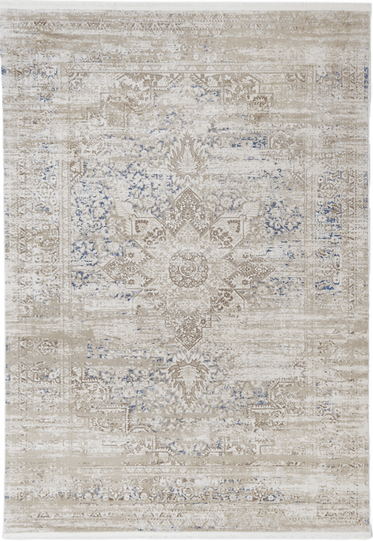 Bohemian Paradise Medallion Beige Blue Rug