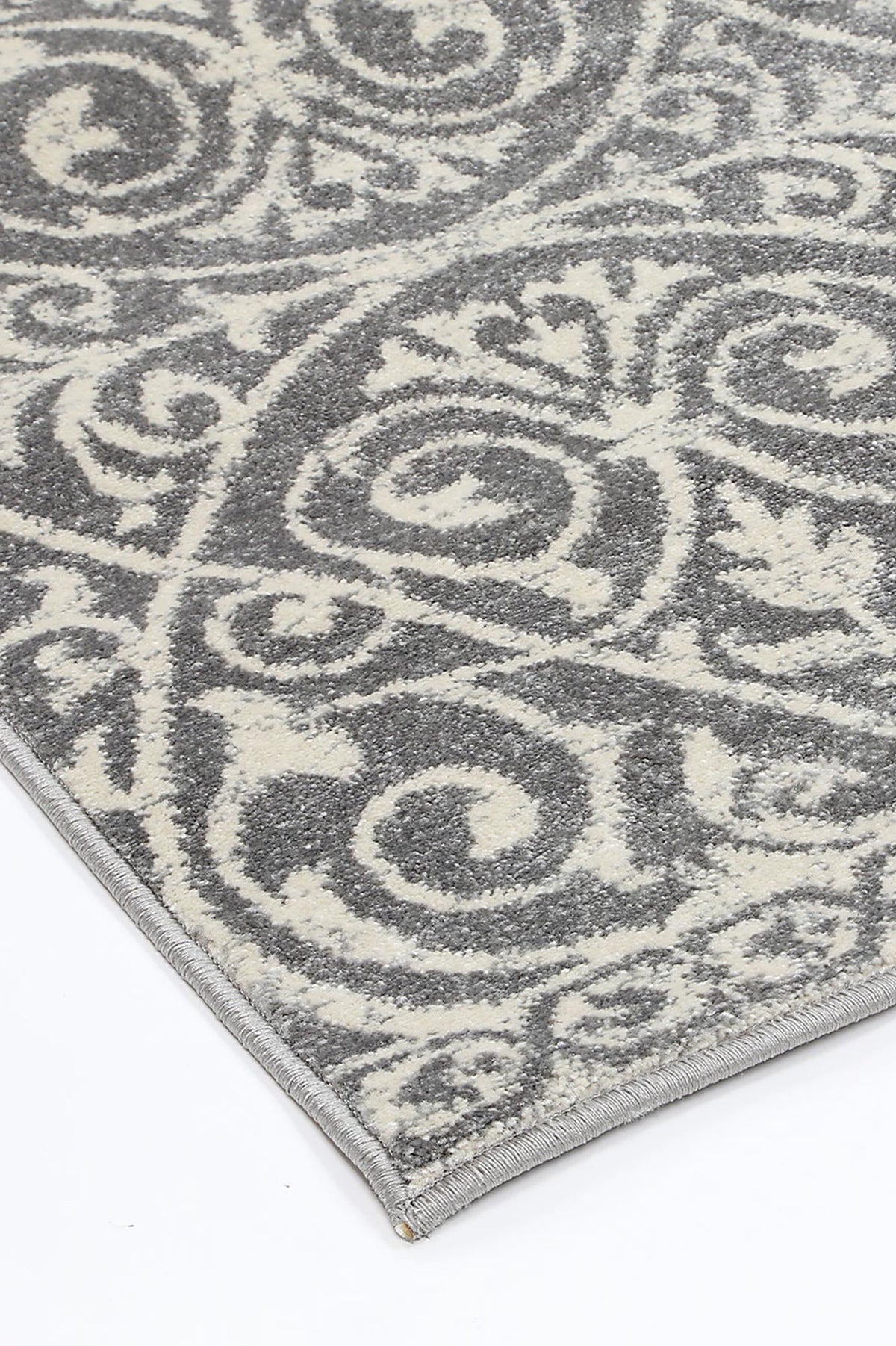 Floral Scroll Grey & Ivory Rug