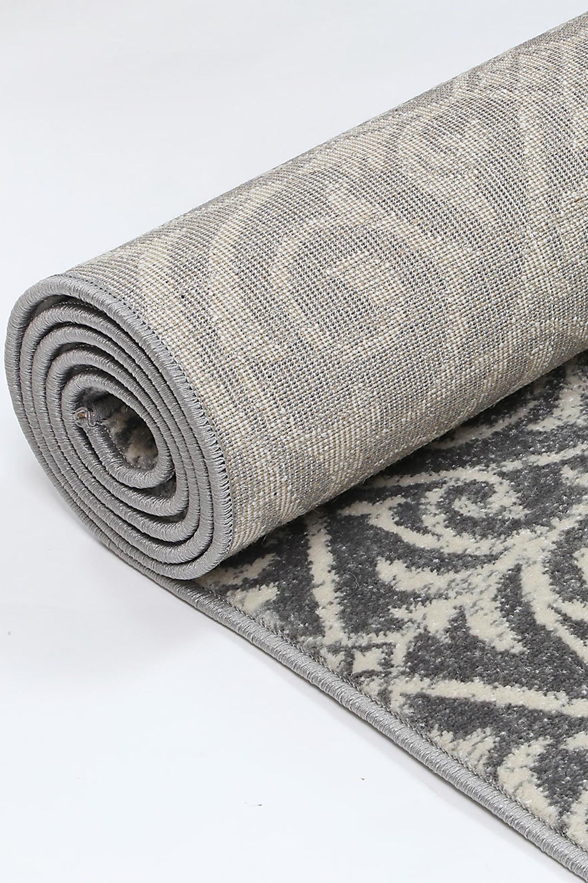 Floral Scroll Grey & Ivory Rug