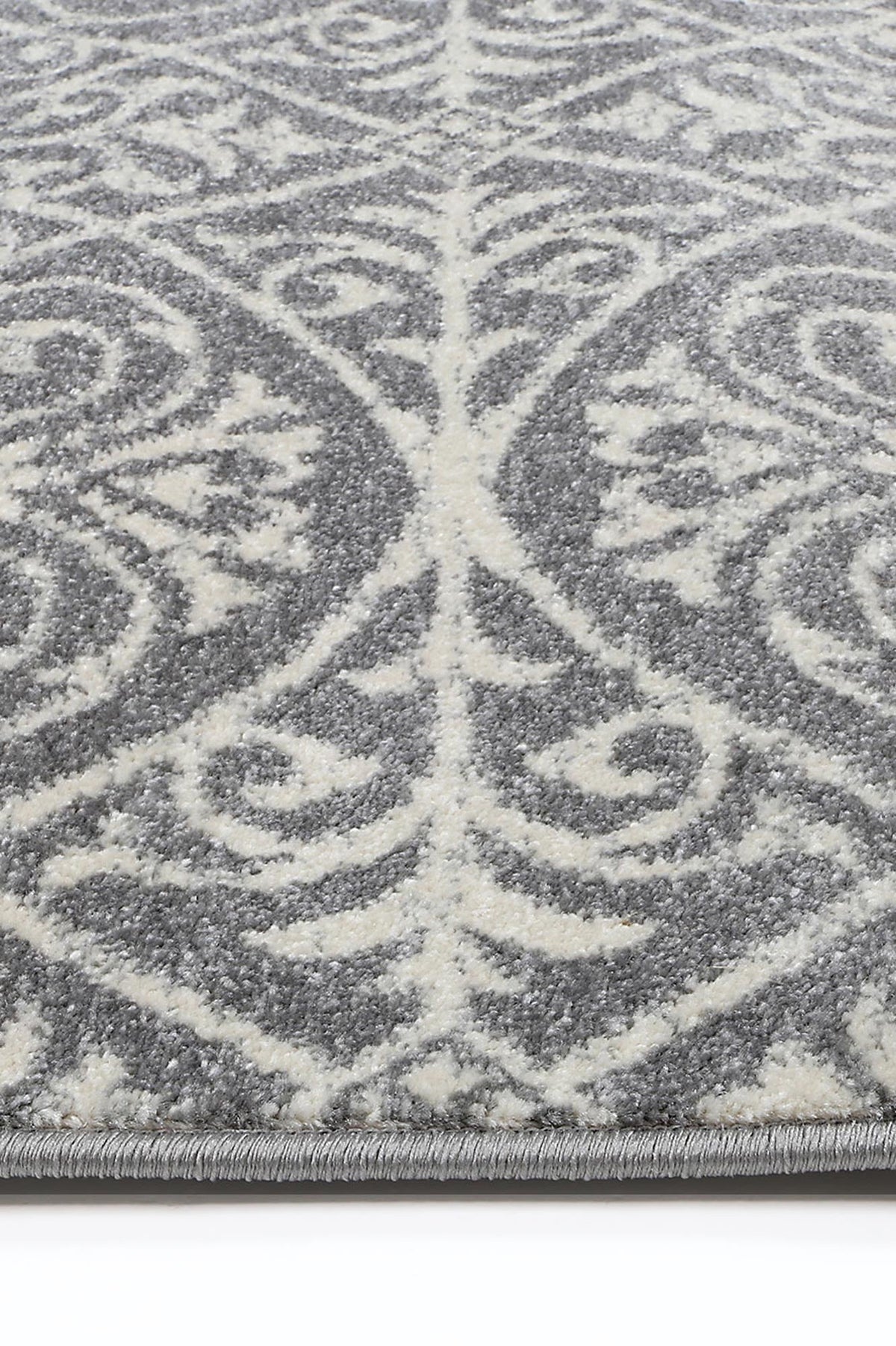 Floral Scroll Grey & Ivory Rug