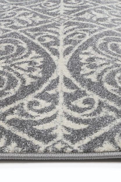 Floral Scroll Grey & Ivory Rug