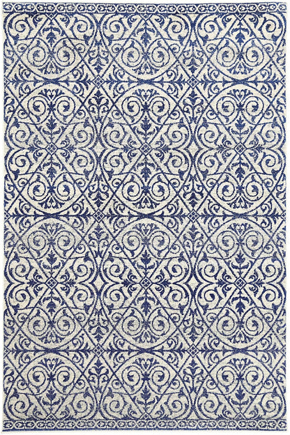 Floral Scroll Blue & Ivory Rug