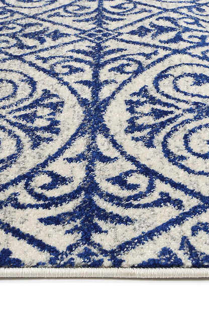 Floral Scroll Blue & Ivory Rug