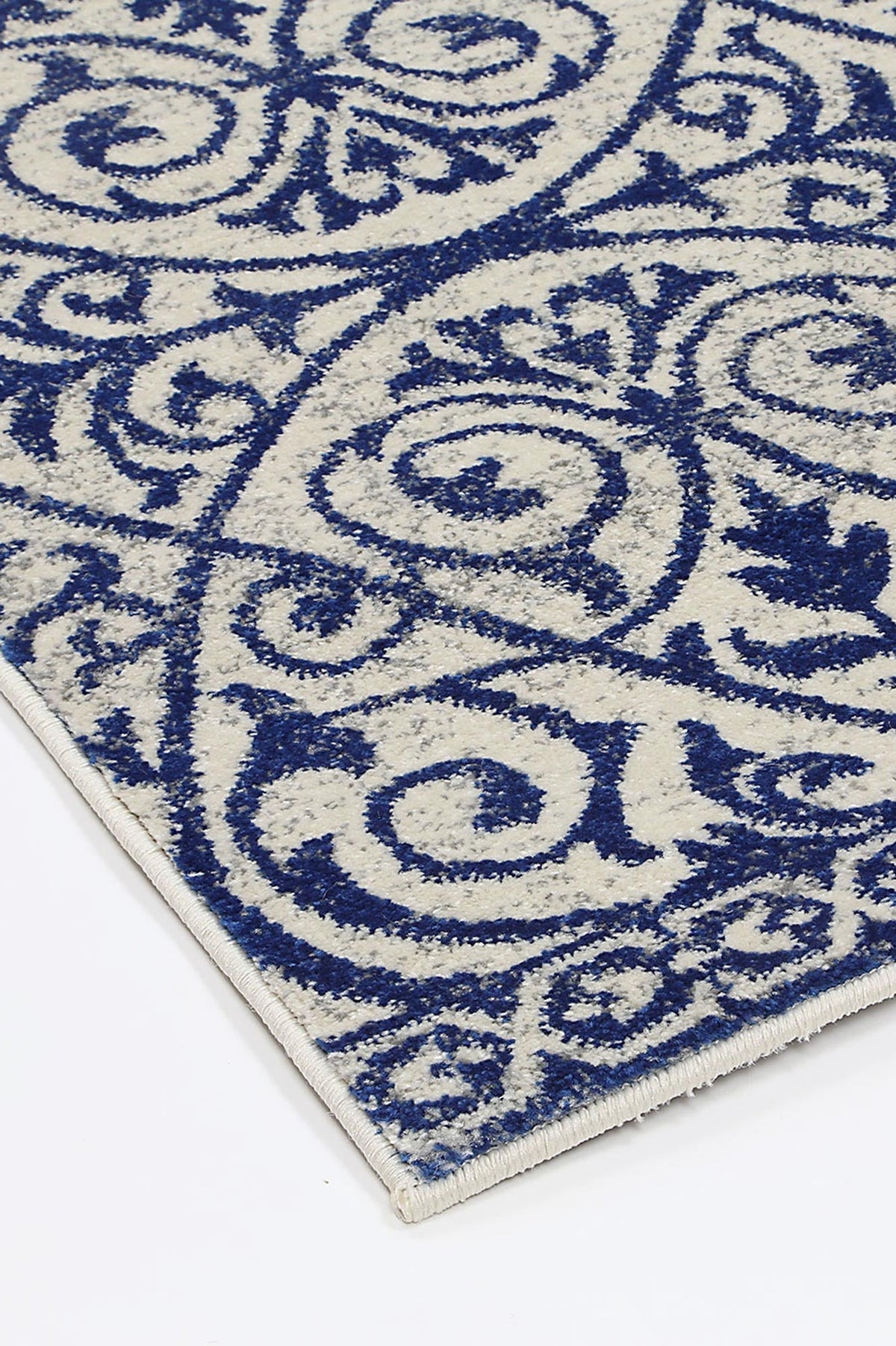 Floral Scroll Blue & Ivory Rug