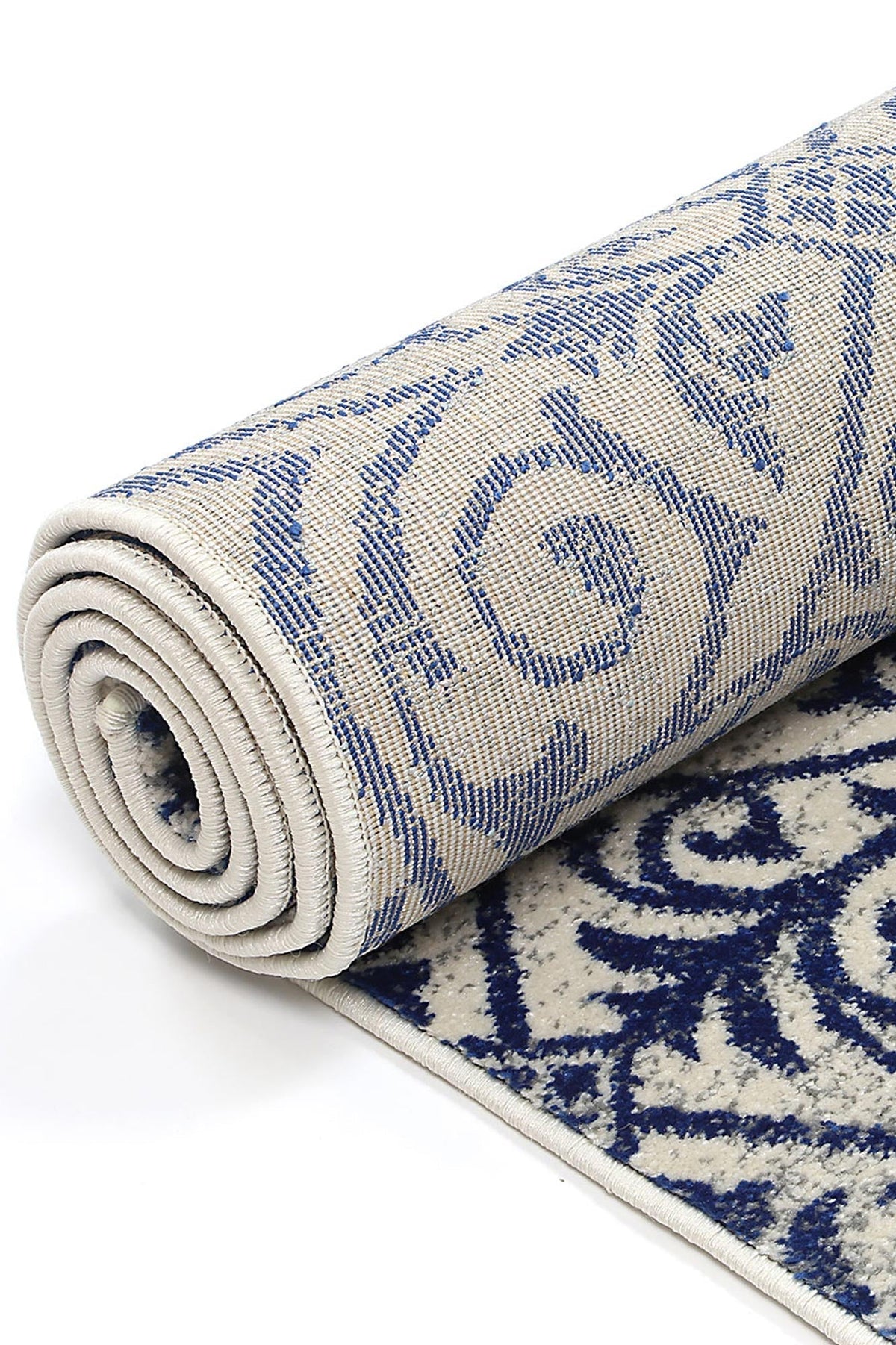 Floral Scroll Blue & Ivory Rug