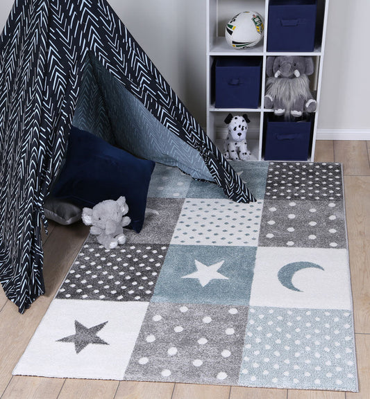 Night Sky Patchwork Grey Kids Rug