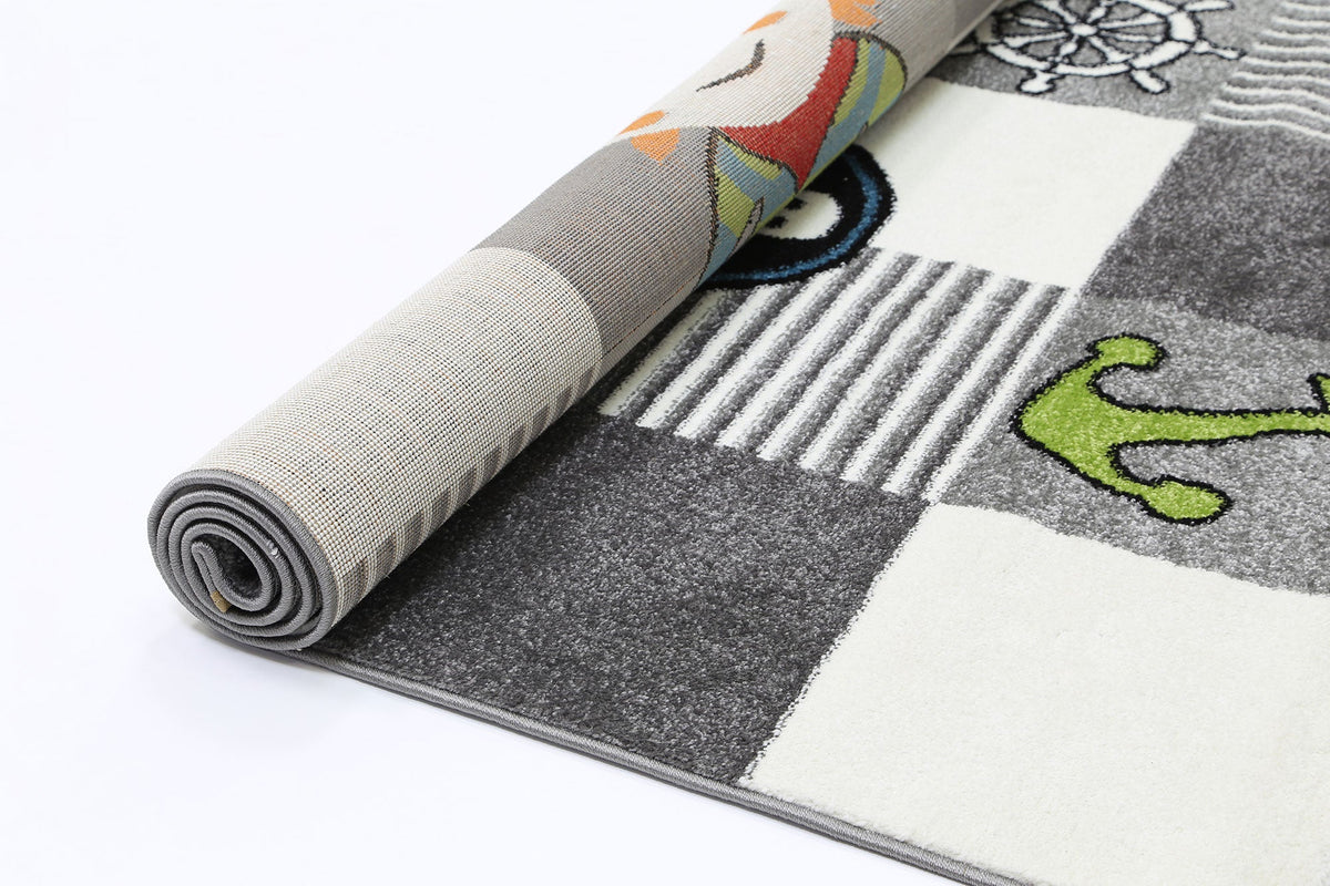 Pirate Party Grey Kids Rug
