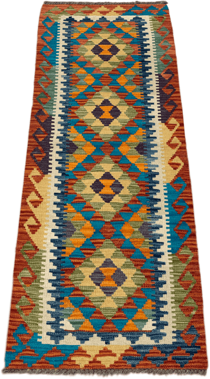 Chobi Kilim Rug - 196 cm x 68 cm