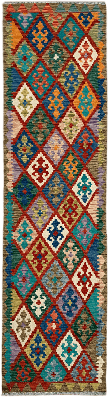 Chobi Kilim Rug - 296 cm x 82 cm
