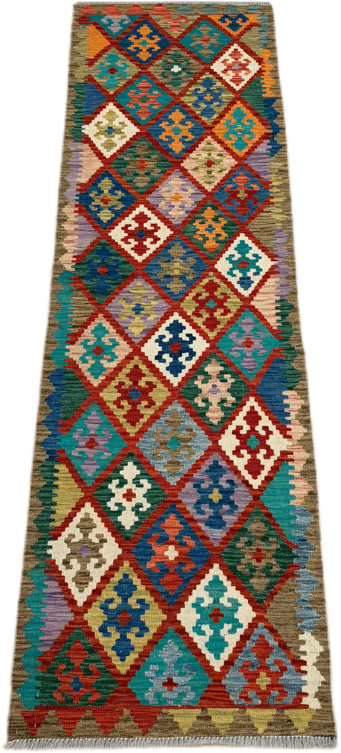 Chobi Kilim Rug - 296 cm x 82 cm