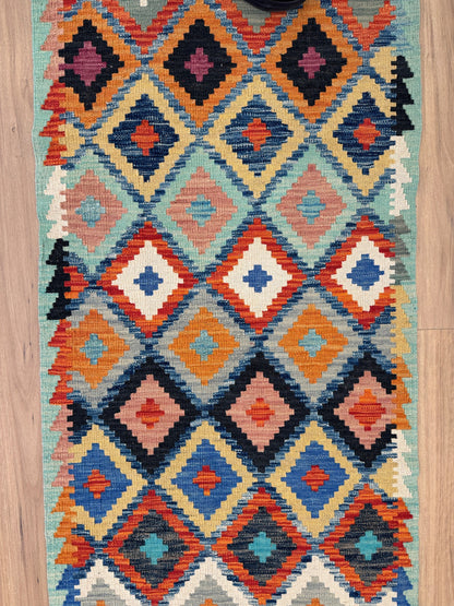 Chobi Kilim Rug - 296 cm x 83 cm