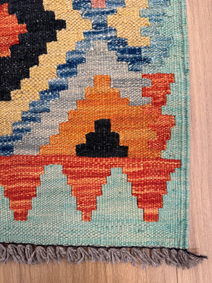 Chobi Kilim Rug - 296 cm x 83 cm