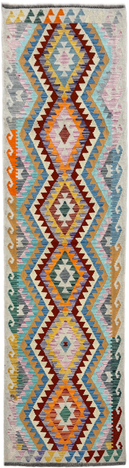 Chobi Kilim Rug - 296 cm x 82 cm
