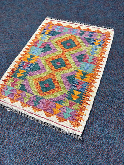 Chobi Kilim Rug - 87 cm x 62 cm