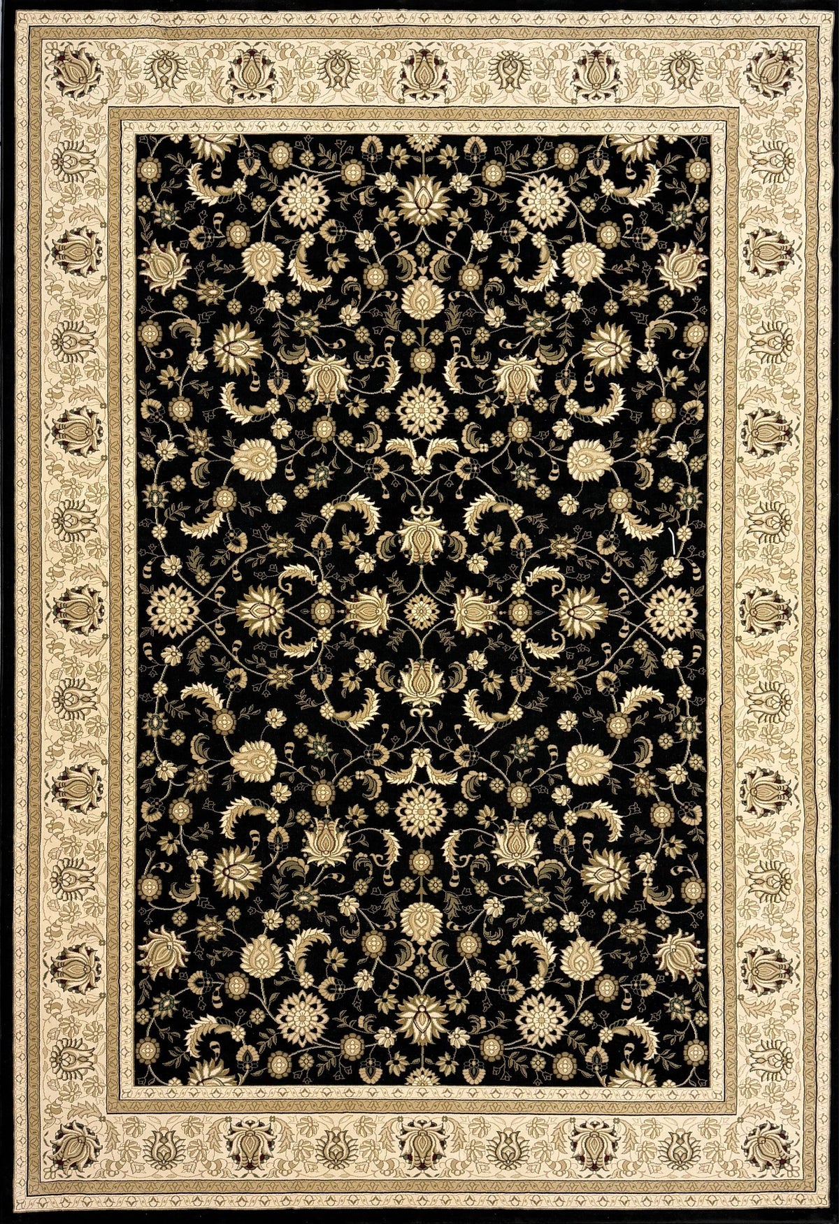 Isfahan Black Floral Traditional Rug