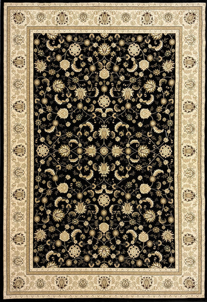 Isfahan Black Floral Traditional Rug