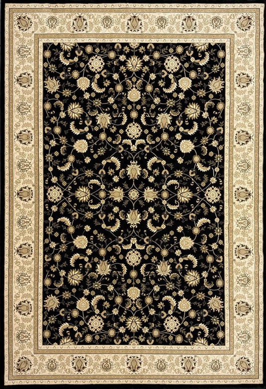Isfahan Black Floral Traditional Rug