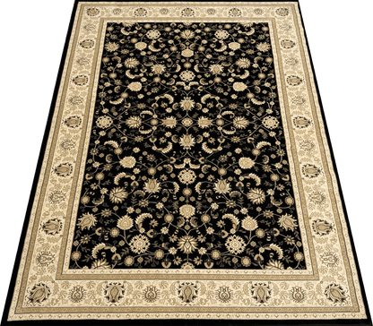Isfahan Black Floral Traditional Rug