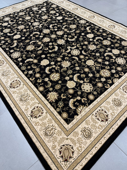 Isfahan Black Floral Traditional Rug