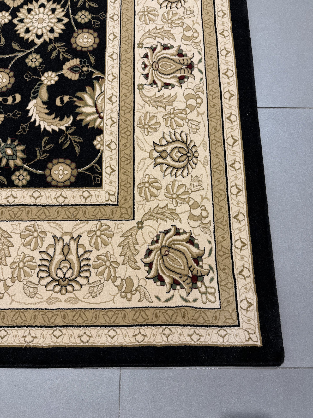 Isfahan Black Floral Traditional Rug