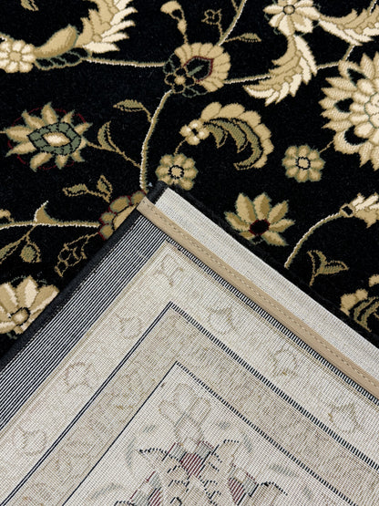 Isfahan Black Floral Traditional Rug