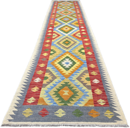 Chobi Kilim Rug - 396 cm x 90 cm