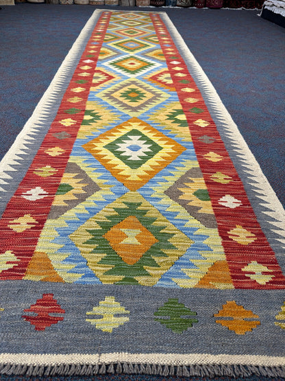 Chobi Kilim Rug - 396 cm x 90 cm