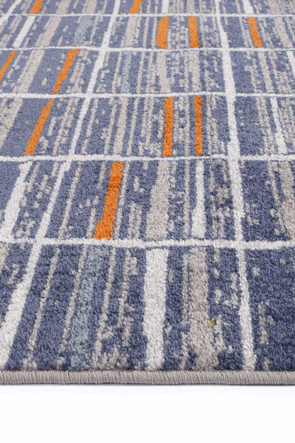 Talca Blue & Orange Contemporary Designer Rug