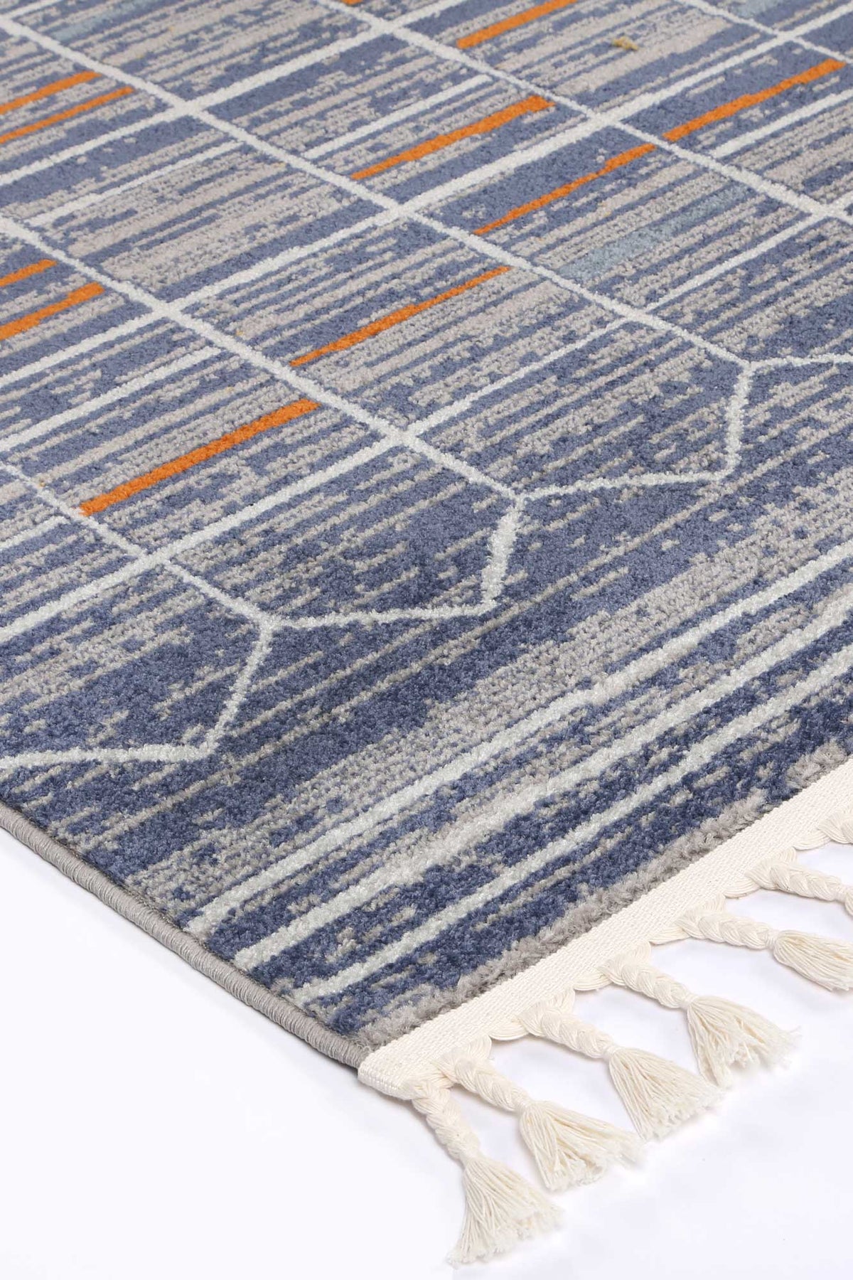 Talca Blue & Orange Contemporary Designer Rug