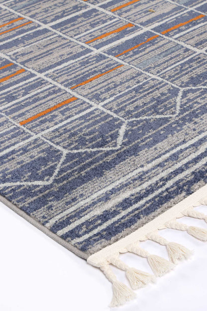 Talca Blue & Orange Contemporary Designer Rug