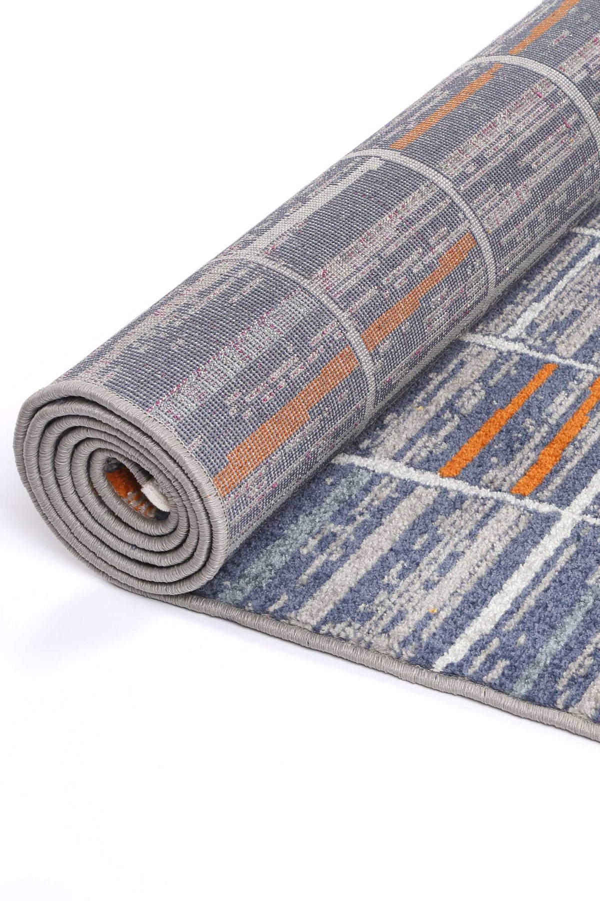 Talca Blue & Orange Contemporary Designer Rug