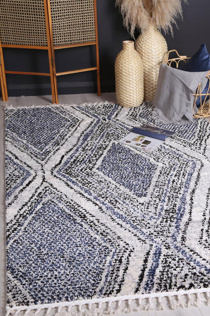 Mansour Harlequin Blue Geomteric Rug