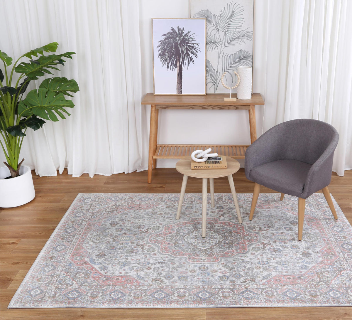 Oporto Bremen Blush & Blue Traditional Soft Rug
