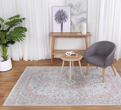 Oporto Bremen Blush & Blue Traditional Soft Rug