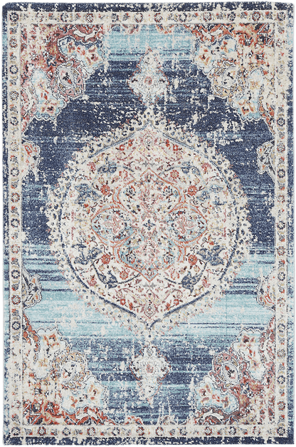 Salsa Hollow Medallion Transitional Navy & Multi Rug
