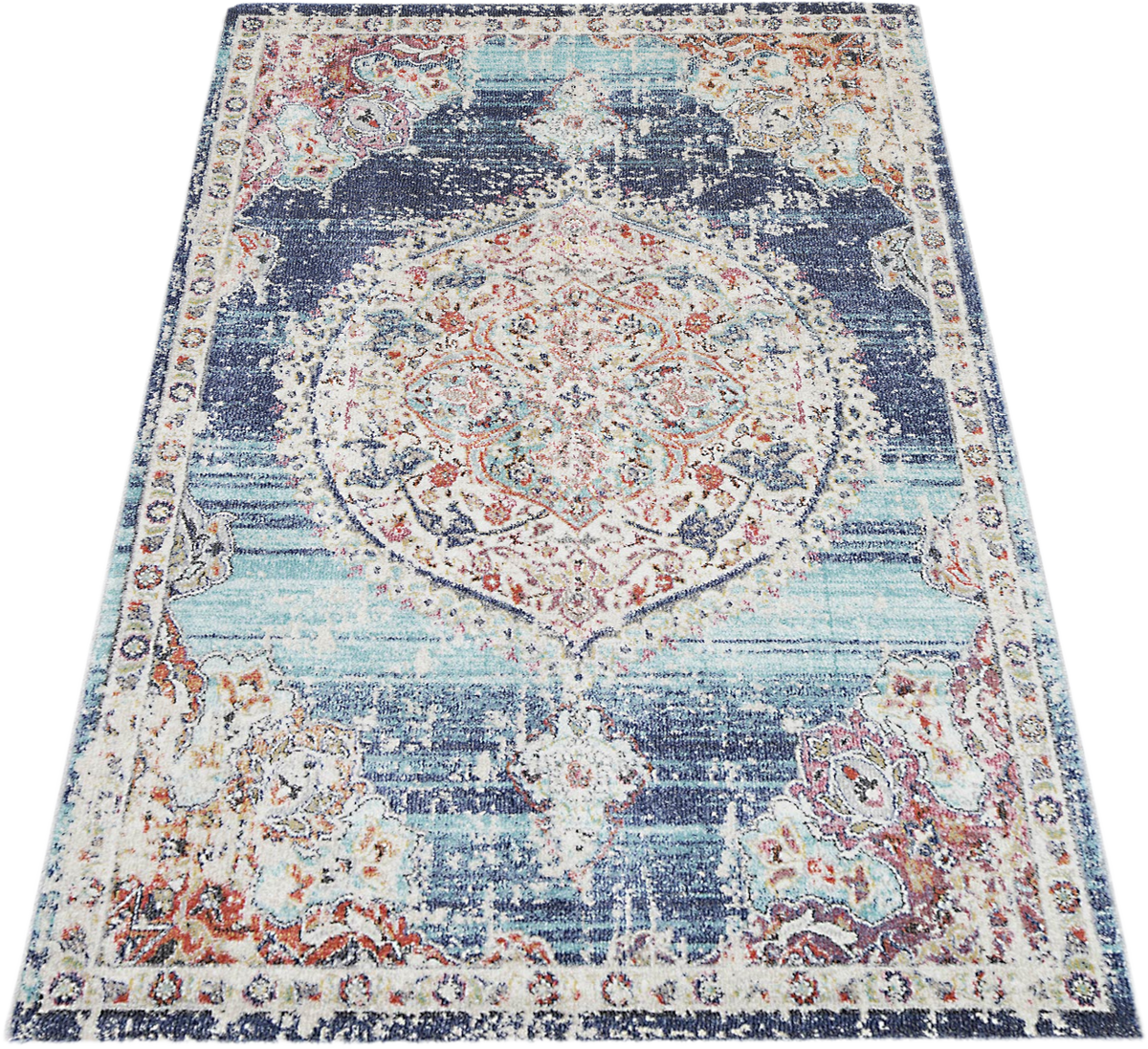 Salsa Hollow Medallion Transitional Navy & Multi Rug